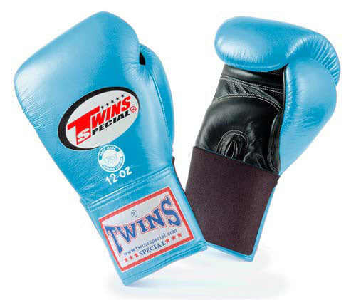 Light Blue-Black TWINS Boxing Gloves - Elastic Wrist - BGEL1