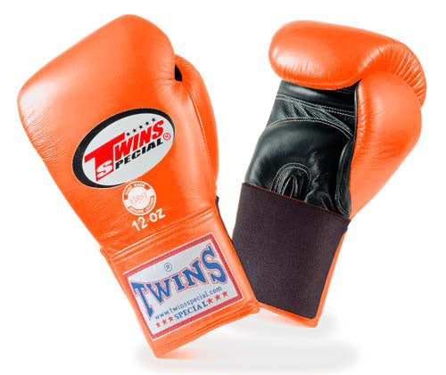 TWINS SPECIAL Boxing Gloves- Dual Light Colors- Premium Leather w/ Elastic- Light Blue, Orange, Pink, Yellow, Black