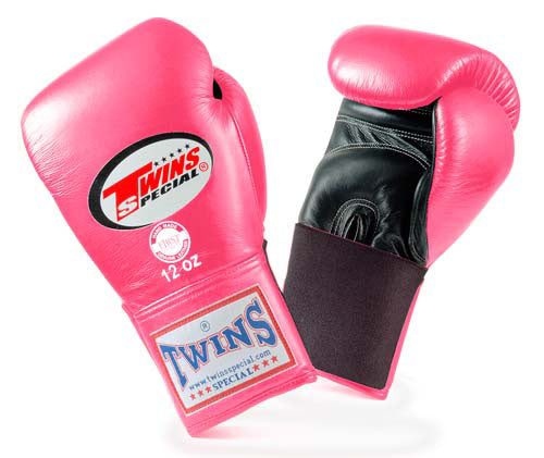 Pink-Black TWINS Boxing Gloves - Elastic Wrist - BGEL1