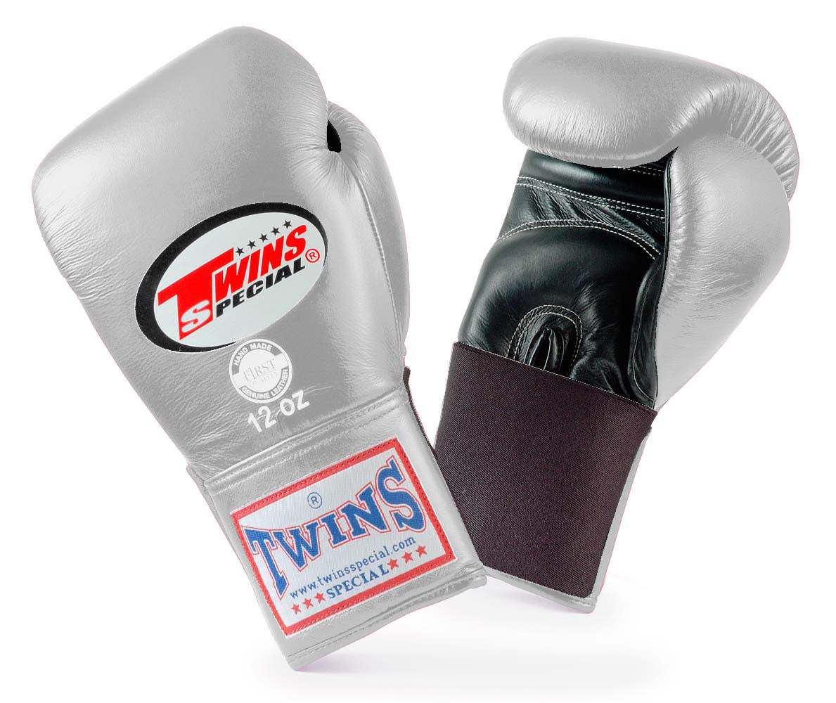 TWINS SPECIAL Boxing Gloves- Dual Classic Tones- Premium Leather w/ Elastic- Black, White, Gold, Silver