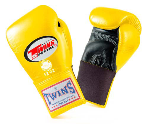 Yellow-Black TWINS Boxing Gloves - Elastic Wrist - BGEL1