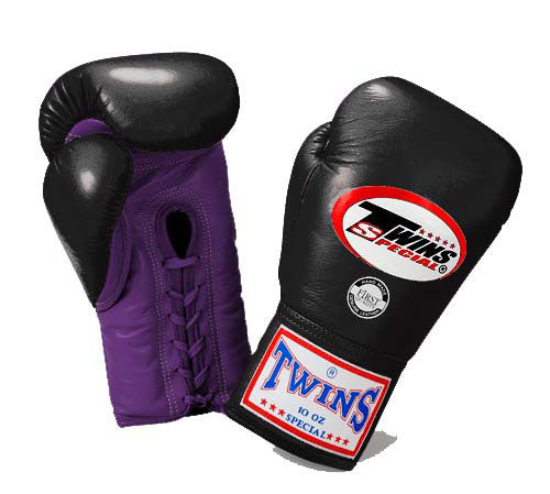 TWINS Boxing Gloves- Dual Bold Colors- Premium Leather w/ Laceup- Black Fist- Green - Blue - Red - Purple - Palm