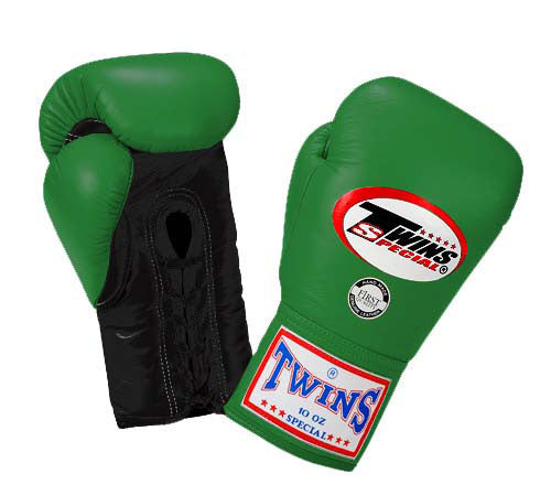 TWINS Boxing Gloves- Dual Bold Colors- Premium Leather w/ Laceup - Green - Blue - Red - Purple - Fist - Black - Palm