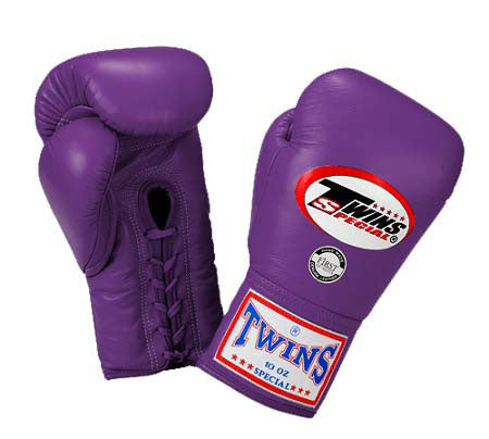 TWINS Boxing Gloves- Premium Leather w/ Laceup - Bold Colors - Purple - Blue - Green - Brown - Red