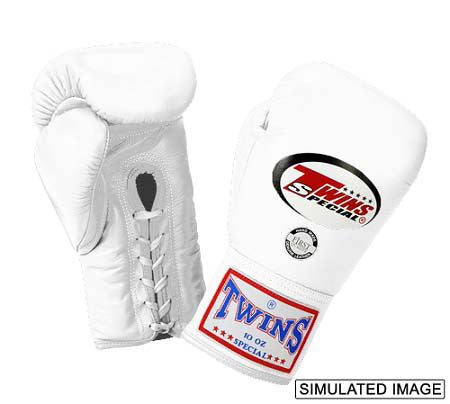 TWINS Boxing Gloves- Premium Leather w/ Laceup - Classic Tones - White - Silver - Black