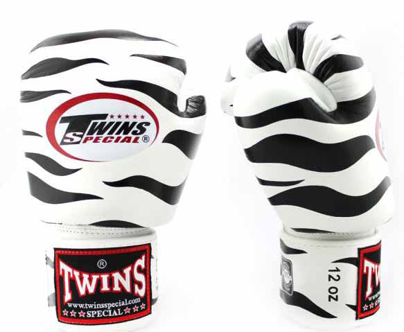 TWINS Boxing Gloves - Tiger - Black, White