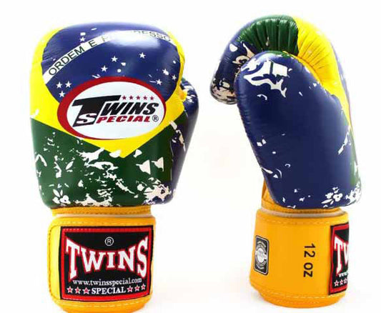 TWINS Boxing Gloves - Brazil Flag - Yellow, Green, Blue