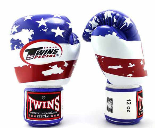 TWINS Boxing Gloves - USA Flag - Red, White, Blue