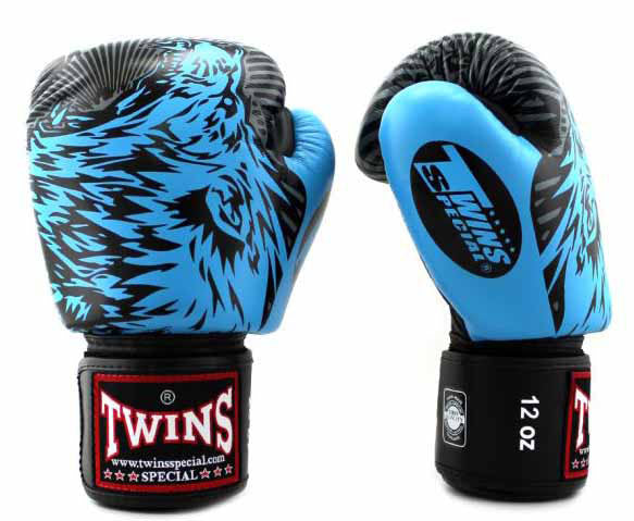 TWINS Boxing Gloves - Wolf - Black, White, Yellow, Grey, Light Blue, Orange, Pink, Red, Blue