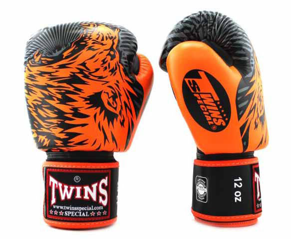 TWINS Boxing Gloves - Wolf - Black, White, Yellow, Grey, Light Blue, Orange, Pink, Red, Blue