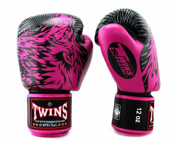 TWINS Boxing Gloves - Wolf - Black, White, Yellow, Grey, Light Blue, Orange, Pink, Red, Blue