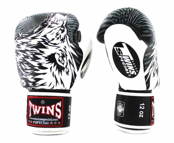 TWINS Boxing Gloves - Wolf - Black, White, Yellow, Grey, Light Blue, Orange, Pink, Red, Blue