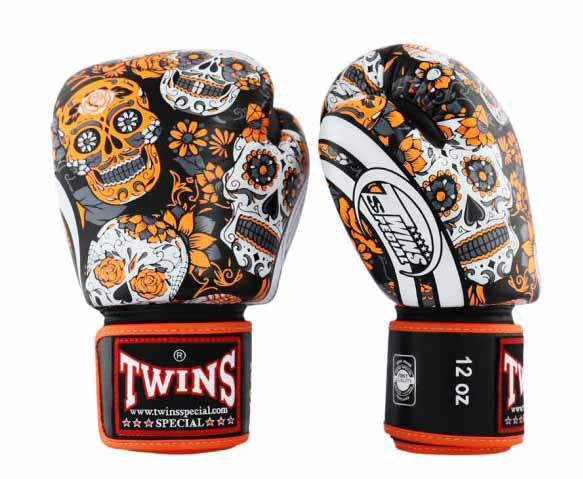 Los Muertes TWINS Boxing Gloves- Velcro - Signature - Pink, Red, Orange