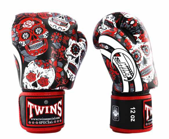 Los Muertes TWINS Boxing Gloves- Velcro - Signature - Pink, Red, Orange