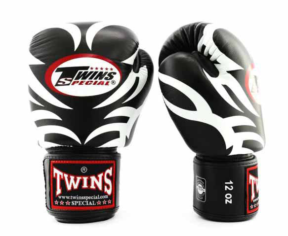 TWINS Boxing Gloves - Tattoo - Black, White