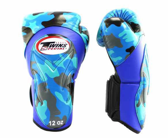 TWINS Boxing Gloves - Camouflage - Extended Cuff - Blue, Green, Red