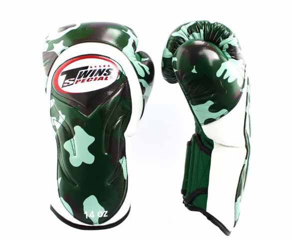 TWINS Boxing Gloves - Camouflage - Extended Cuff - Blue, Green, Red