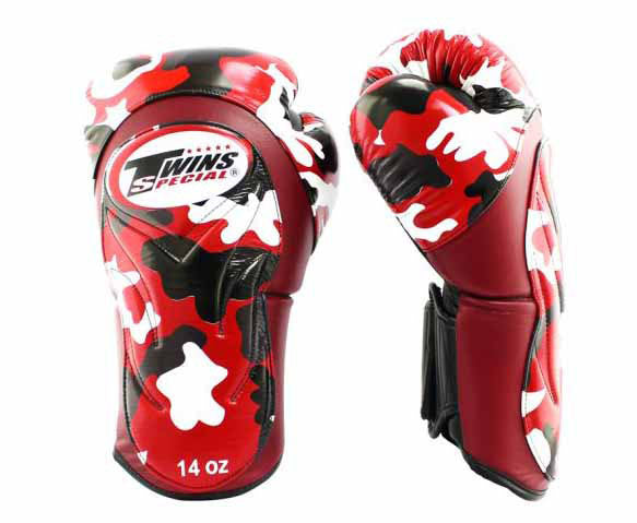 TWINS Boxing Gloves - Camouflage - Extended Cuff - Blue, Green, Red