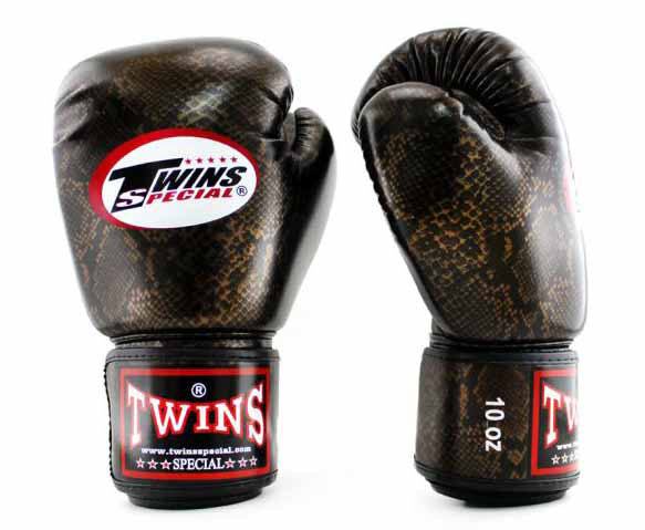 TWINS Boxing Gloves - Cobra - Black, Brown, Gold