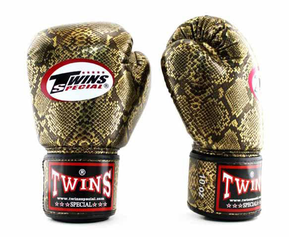 TWINS Boxing Gloves - Cobra - Black, Brown, Gold