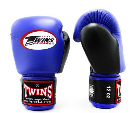 TWINS Boxing Gloves- Dual Color Thumb - Velcro - Black, Blue, Green