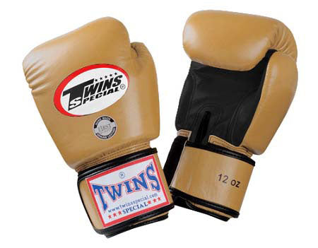 TWINS Boxing Gloves- Dual Color- Premium Leather w/ Velcro - Silver, Gold, White Fist, Black Palm