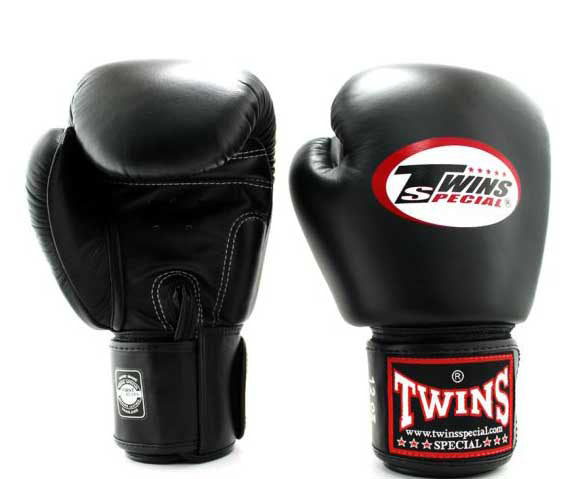 TWINS Boxing Gloves- Pro Synthetic w/ Velcro - Classic Tones - Black, White