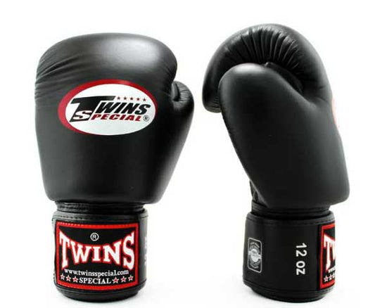 TWINS Boxing Gloves- Pro Synthetic w/ Velcro - Classic Tones - Black, White