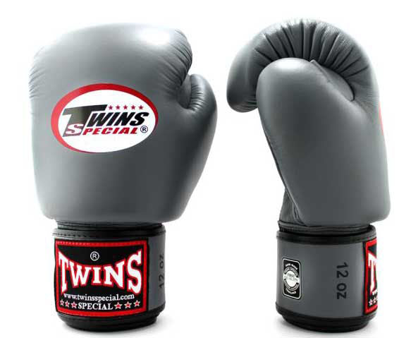 TWINS Boxing Gloves- Premium Leather w/ Velcro - Classic Tones - Black, Grey, White, Gold, Silver