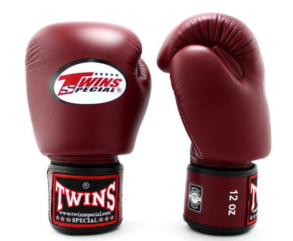 TWINS Boxing Gloves- Premium Leather w/ Velcro - Dark Colors - Maroon, Dark Brown, Green, Navy, Purple