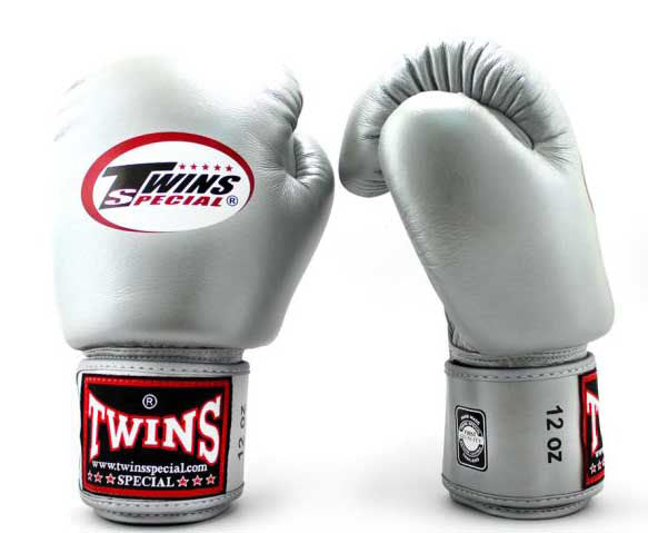 TWINS Boxing Gloves- Premium Leather w/ Velcro - Classic Tones - Black, Grey, White, Gold, Silver