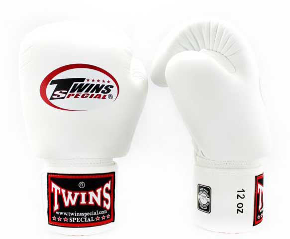 White TWINS Boxing Gloves - Velcro Wrist - BGVL3