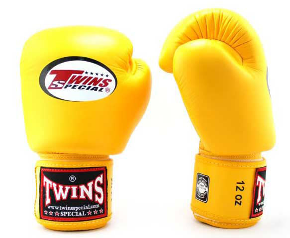 Yellow TWINS Boxing Gloves - Velcro Wrist - BGVL3