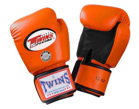 TWINS Boxing Gloves- Dual Light Colors - Premium Leather w/ Velcro - Pink, Orange, Light Blue, Yellow Fist, Black Palm