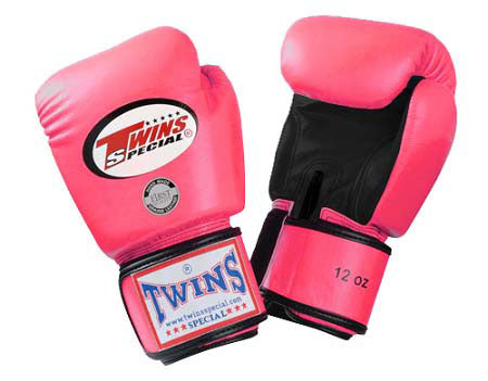 TWINS Boxing Gloves- Dual Light Colors - Premium Leather w/ Velcro - Pink, Orange, Light Blue, Yellow Fist, Black Palm