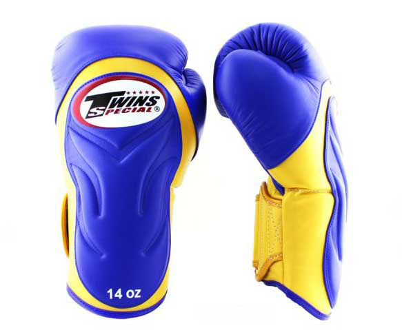 TWINS Boxing Gloves Extended Cuff- Velcro - Blue, Yellow, White