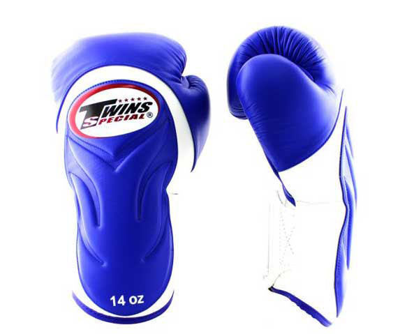 TWINS Boxing Gloves Extended Cuff- Velcro - Blue, Yellow, White