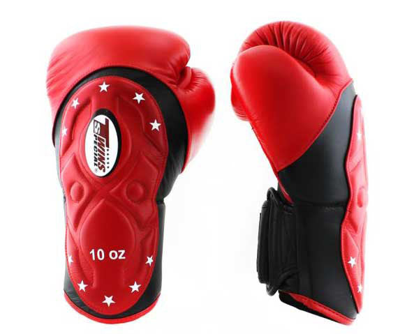 Black-Red TWINS Boxing Gloves - Velcro Wrist - BGVL6-MK