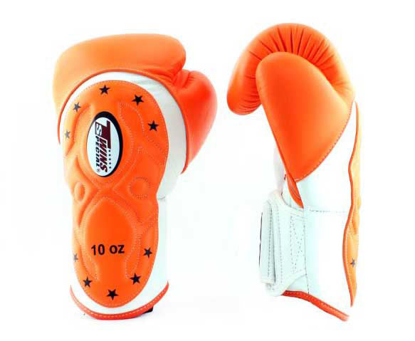 TWINS Boxing Gloves - Velcro Extended Cuff - White, Light Blue, Maroon, Orange