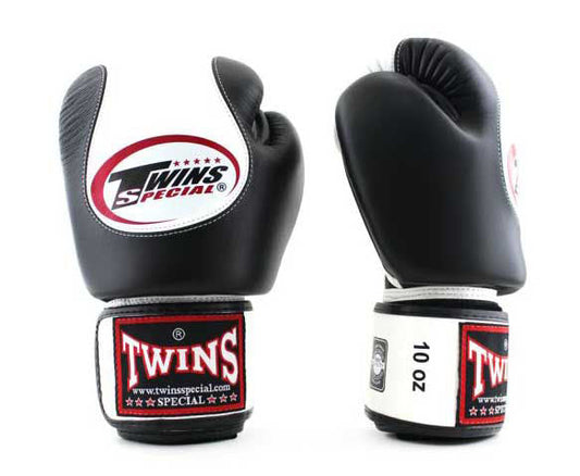 TWINS Boxing Gloves - Dual Color - Velcro - 9 - Black, Red, White