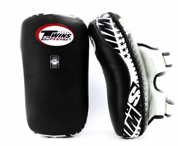 Deluxe Curved TWINS Thai Pads - TWINS Muay Thai, Kicking, Martial Arts & MMA - White, Black