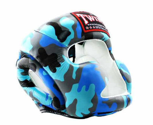 TWINS Headgear - Full-Face - Camouflage - TWINS Boxing, MMA & Muay Thai - Blue