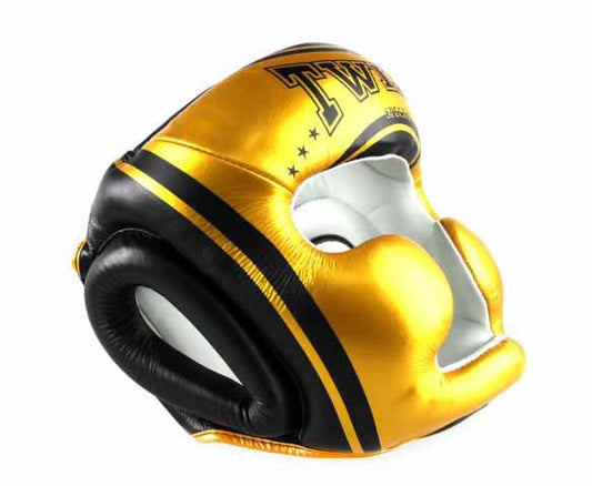 TWINS Headgear - Full-Face - Signature - TWINS Boxing, MMA & Muay Thai - Gold, Black