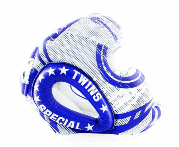 TWINS Headgear - Full-Face - Signature - TWINS Boxing, MMA & Muay Thai - White, Blue, Red