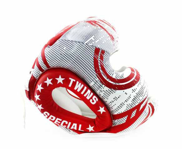 TWINS Headgear - Full-Face - Signature - TWINS Boxing, MMA & Muay Thai - White, Blue, Red