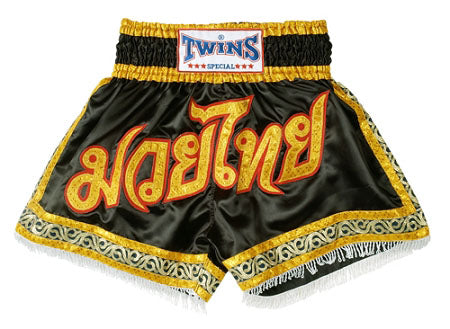 TWINS Muay Thai Shorts - Black and Gold