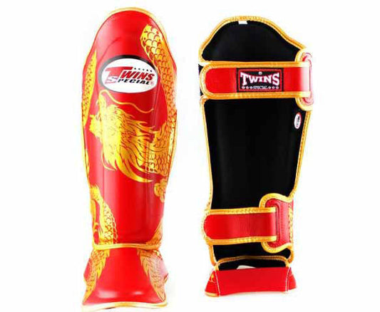 TWINS Shin Guards - Dragon - TWINS Muay Thai, Kicking, Martial Arts & MMA - Red, Gold