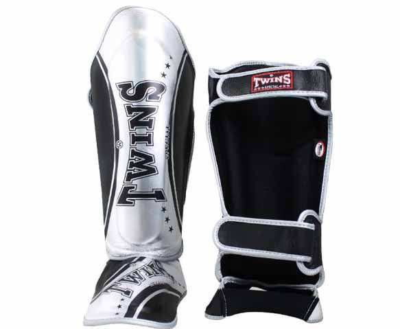 TWINS Shin Guards - Signature - TWINS Muay Thai, Kicking, Martial Arts & MMA - TW4 - Silver, Black