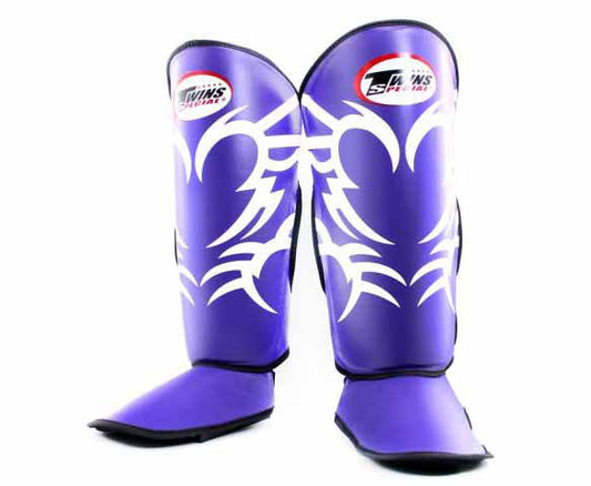 TWINS SPECIAL Tattoo Shin Guards- Premium Leather- Bold Colors- Blue, Purple, Green, Red