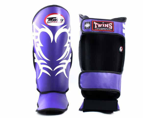 TWINS Shin Guards - Tattoo - TWINS Muay Thai, Kicking, Martial Arts & MMA - White, Purple